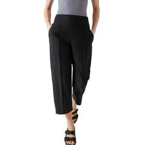 Athleta Stellar Wide Crop Sz 4 TALL New $129 Black Pants Straight Leg Side Zip